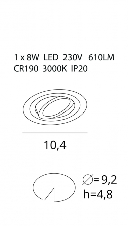 Spot directionabil rotund negru LED dimabil Kant Ø 10,4 cm din metal, H0099 - Maxlight [1]