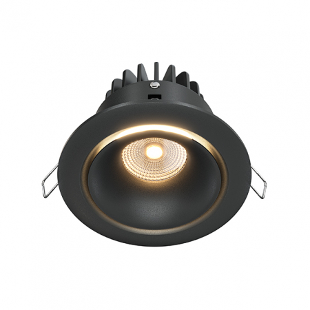 Spoturi si becuri - Spot LED 12W Incastrat, Dimabil, Maytoni, 760lm, Lumina Calda (3000K), Negru