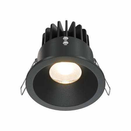 Spoturi si becuri - Spot LED 12W Incastrat, Dimabil, Maytoni, 890lm, Lumina Calda (3000K), Negru