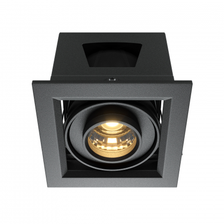 Spoturi si becuri - Spot LED 10W Incastrat, Maytoni, 650lm, Lumina Calda (3000K), Negru