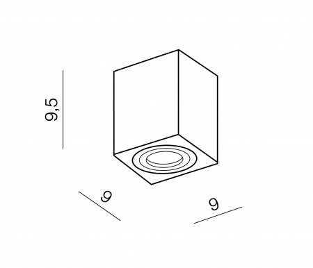 Spot lumina patrat aplicat pentru baie Halli 9x9 cm, metal alb/negru, IP44, AZ 2878 - Azzardo [2]