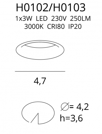 Spot lumina rotund negru/alb LED Atkins Ø5,5 cm orientare fixa, H0102 - Maxlight [2]