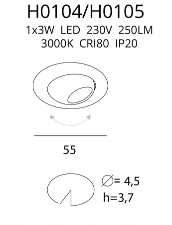 Spot lumina rotund negru/alb LED Atkins Ø5,5 cm orientare reglabila, H0104 - Maxlight [3]