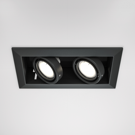 Spoturi si becuri - Spot Metal DL008-2-02-B, incastrat, 2xGU10, negru, IP20, Maytoni