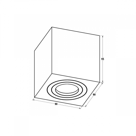Spot tavan baie patrat negru QUARDIP SL 9x9 cm forma cub metal, 003064-011416 - Zumaline [1]