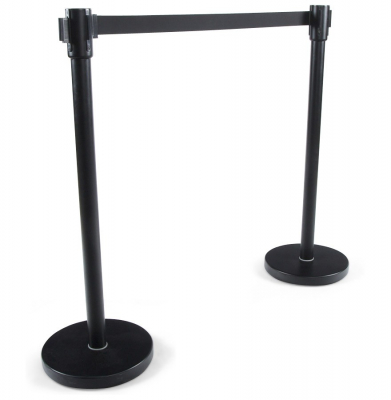 Accesorii - Stalpi negri de delimitare acces cu banda detasabila  PUBLI 120 cm, OA00020BL - Kokoon