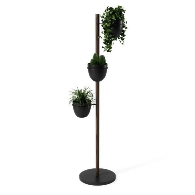 Suport flori camera cu 3 ghivece ceramice Velia 140 cm, lemn masiv fag/metal, 1013880-668 - King [12]