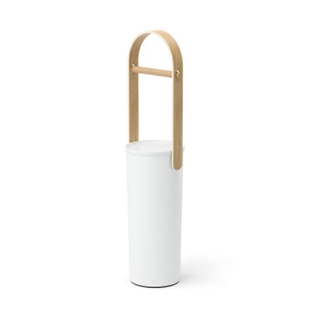 Produse - Suport pentru hârtie igienică Bellwood 18x18x68 cm, Lemn și Plastic Alb, Natural - Umbra