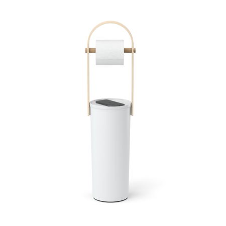 Suport pentru hârtie igienică Bellwood 18x18x68 cm, Lemn și Plastic Alb, Natural - Umbra [3]