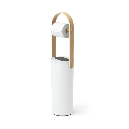 Suport pentru hârtie igienică Bellwood 18x18x68 cm, Lemn și Plastic Alb, Natural - Umbra [1]