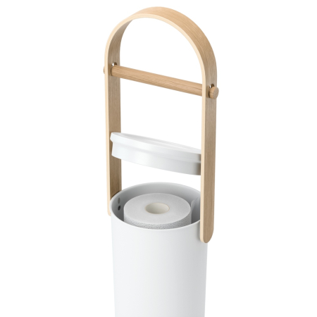 Suport pentru hârtie igienică Bellwood 18x18x68 cm, Lemn și Plastic Alb, Natural - Umbra [5]