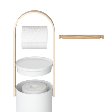 Suport pentru hârtie igienică Bellwood 18x18x68 cm, Lemn și Plastic Alb, Natural - Umbra [6]