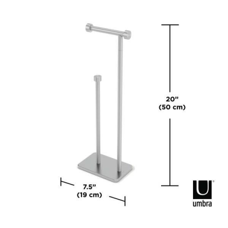 Suport pentru Hârtie Igienică Cappa 19x12x50 cm, Metal Lustruit Argintiu Ecologic - Umbra [6]
