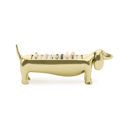 Suport pentru Inele Dachsie 14x4x6 cm, Metal și Catifea Auriu - Umbra [5]