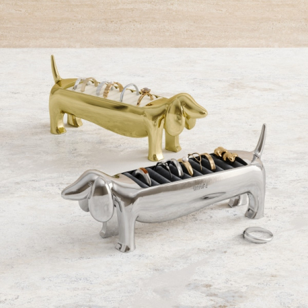 Suport pentru Inele Dachsie 14x4x6 cm, Metal și Catifea Auriu - Umbra [8]