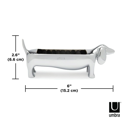 Suport pentru inele Dachsie 14x4x6 cm, Metal și Catifea Cromat - Umbra [5]