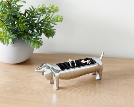 Suport pentru inele Dachsie 14x4x6 cm, Metal și Catifea Cromat - Umbra [4]
