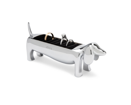 Decoratiuni - Suport pentru inele Dachsie 14x4x6 cm, Metal și Catifea Cromat - Umbra