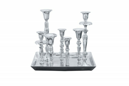 Decoratiuni - Suport pentru Lumânare 28x20x26 cm, Aluminiu Argintiu - Invicta Interior