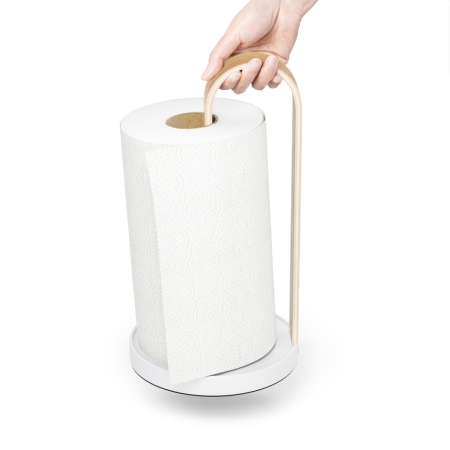 Suport pentru Prosop de Hârtie Bellwood 17x17x31 cm, Lemn Alb - Umbra [3]
