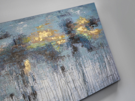 Tablou acrilic abstract Aqua 90x150 cm, albastru cu auriu, 602945 - Schuller [1]