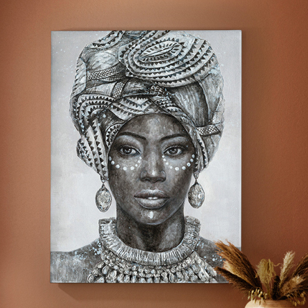 African - Tablou acrilic canvas alb-negru Tazma 90x120 cm femeie Africa, 207393 - Schuller