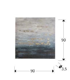 Tablou acrilic canvas Brumas 90x90 cm design abstract turcoaz/verde cu auriu, 293181 - Schuller [3]