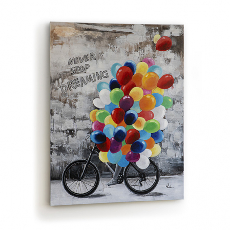 Colorat - Tablou acrilic canvas Dreaming 90x120 cm alb-negru cu baloane colorate, 432986 - Schuller