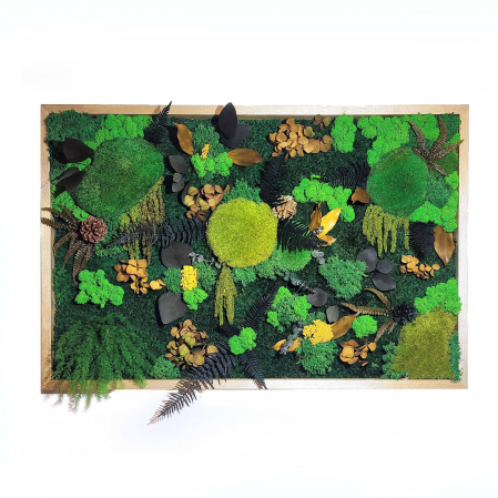 Tablouri cu muschi - Tablou cu licheni naturali si ferigi „Auriu de toamna”, diverse dimensiuni, TA60AUR_30x60 - Lacraru