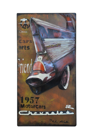 Produse - Tablou Decorativ 3D Chevrolet 30x8x57 cm, Tablă Patinat, Rugină Naturală - King Home
