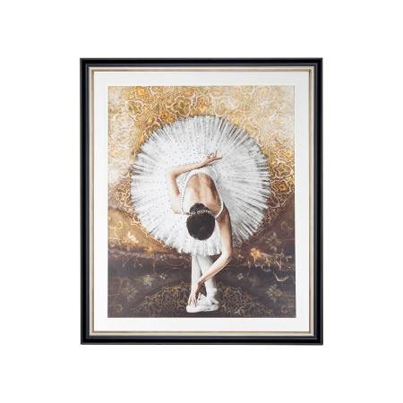 Produse - Tablou Decorativ Ballerina 100x3x120 cm, Imprimare Negru-Auriu - King Home