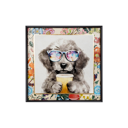Produse - Tablou Decorativ Coffee Dog 100x3x100 cm - King Home