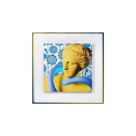 Produse - Tablou Decorativ Fancy Apollo 80x3x80 cm, Hârtie Imprimată și Ramă Acrilică Albastru-Galben - King Home