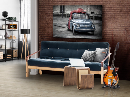 Tablou decorativ print pe sticla securizata Gift 120x80 cm masina epoca cu fundita, 936750 - Schuller [1]