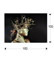 Tablou decorativ print pe sticla securizata Mujer Dorada 150x100 cm femeie negru cu auriu, 748472 - Schuller [2]