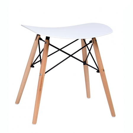 Pufuri & tabureti - Taburet Alki 48x39 cm, stil scandinav, diverse culori, polipropilena/lemn masiv fag, M002.WHITE - King