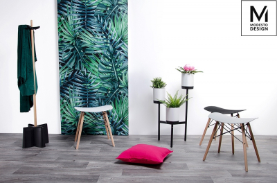 Taburet Alki 48x39 cm, stil scandinav, diverse culori, polipropilena/lemn masiv fag, M002.WHITE - King [3]