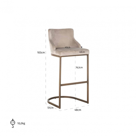 Taburet de bar Bolton Bolton kaki catifea / aur periat ignifugat (FR-Quartz 903 Khaki), S4580 FR KHAKI VELVET - Richmond Interiors [3]
