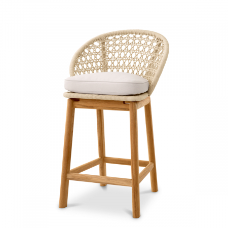 Produse -   Taburet de bar exterior Trinity țesătură cremă flores alb-off 118369 EICHHOLTZ