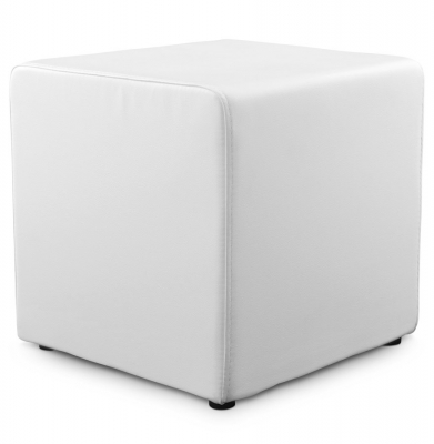 Pufuri & tabureti - Taburet de design cub RUBIK alb 41x41 cm piele sintetică premium, LS00250WH - Kokoon