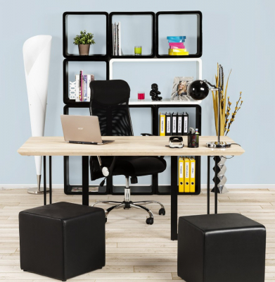 Taburet de design cub RUBIK negru 41x41 cm piele sintetică premium, LS00260BL - Kokoon [7]