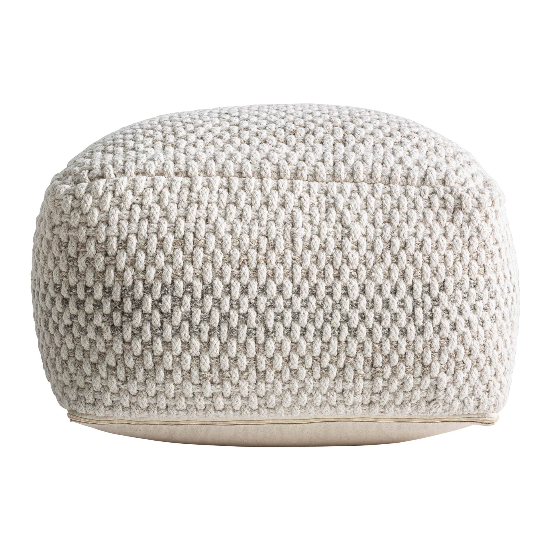 Produse - Taburet din Lana si Spuma, Alb-crem, 65x65x33 cm - VicalHome 36882