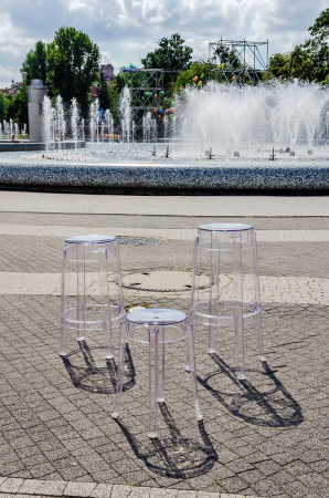 Taburet Charles 30x30x46 cm, Policarbonat Transparent - King Home [8]