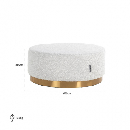 Pouf Emmy 70√ò alb boucl√© (Copenhaga 900 Boucl√© Alb), S4527 WHITE BOUCLé - Richmond Interiors [1]