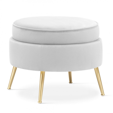 Pufuri & tabureti - Taburet rotund personalizabil Chim, picioare metal auriu/crom, MUSZPOSTGR1XXXP - Atreve