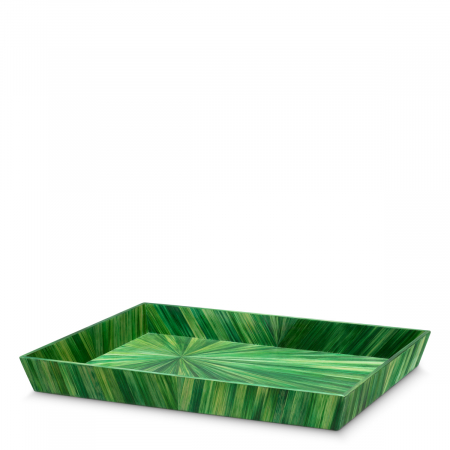 Promotii -   Tavă birou Harvard L din paie, marchetă verde 118910 EICHHOLTZ