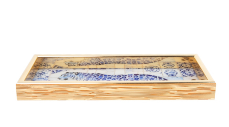 Tavă Decorativă Amazonia 10,9x27,9x3 cm, Sticlă și Plastic Albastru - SHP [1]