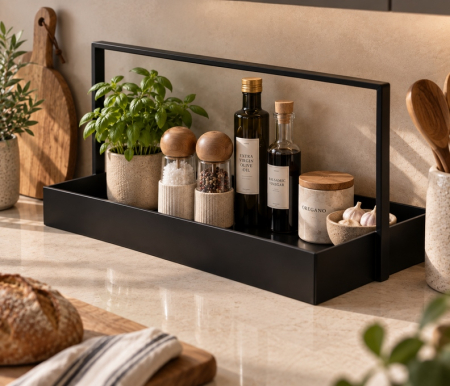 Tavă decorativă/coș Basket 28x21x21 cm, Metal Negru - SHP [2]