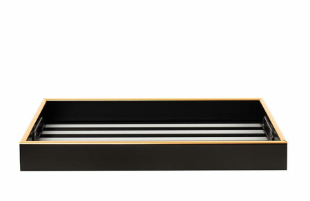 Tavă Decorativă Grand 25x4,5x38 cm, Plastic și Sticlă Alb-Negru; Accente Aurii - SHP [1]