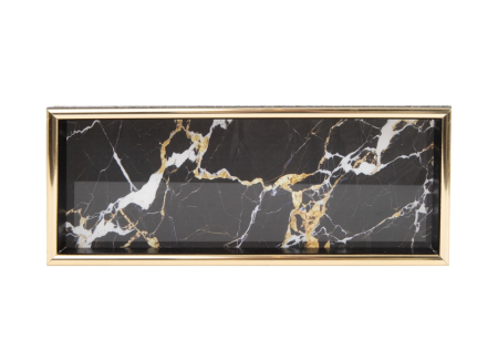 Tavă Decorativă Marble 10,9x27,9x3 cm, Sticlă și Plastic Alb; Auriu; Negru - SHP [2]